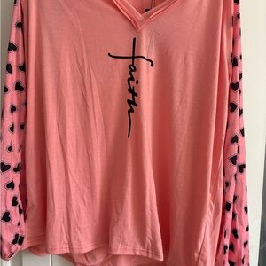 Pink Long Sleeve Top with Heart Sleeves